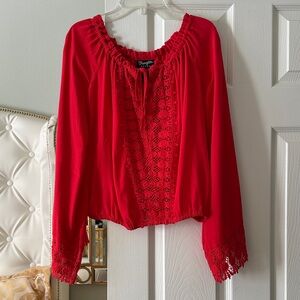 Wrangler Red Lace Accent Blouse